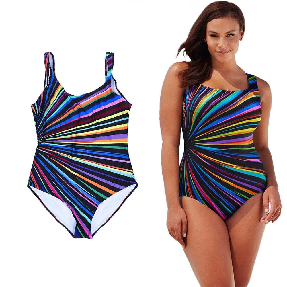 Abstract Colorful Curvy (Plus Size) Swimsuit for all