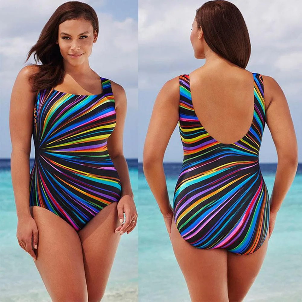 Abstract Colorful Curvy (Plus Size) Swimsuit for all