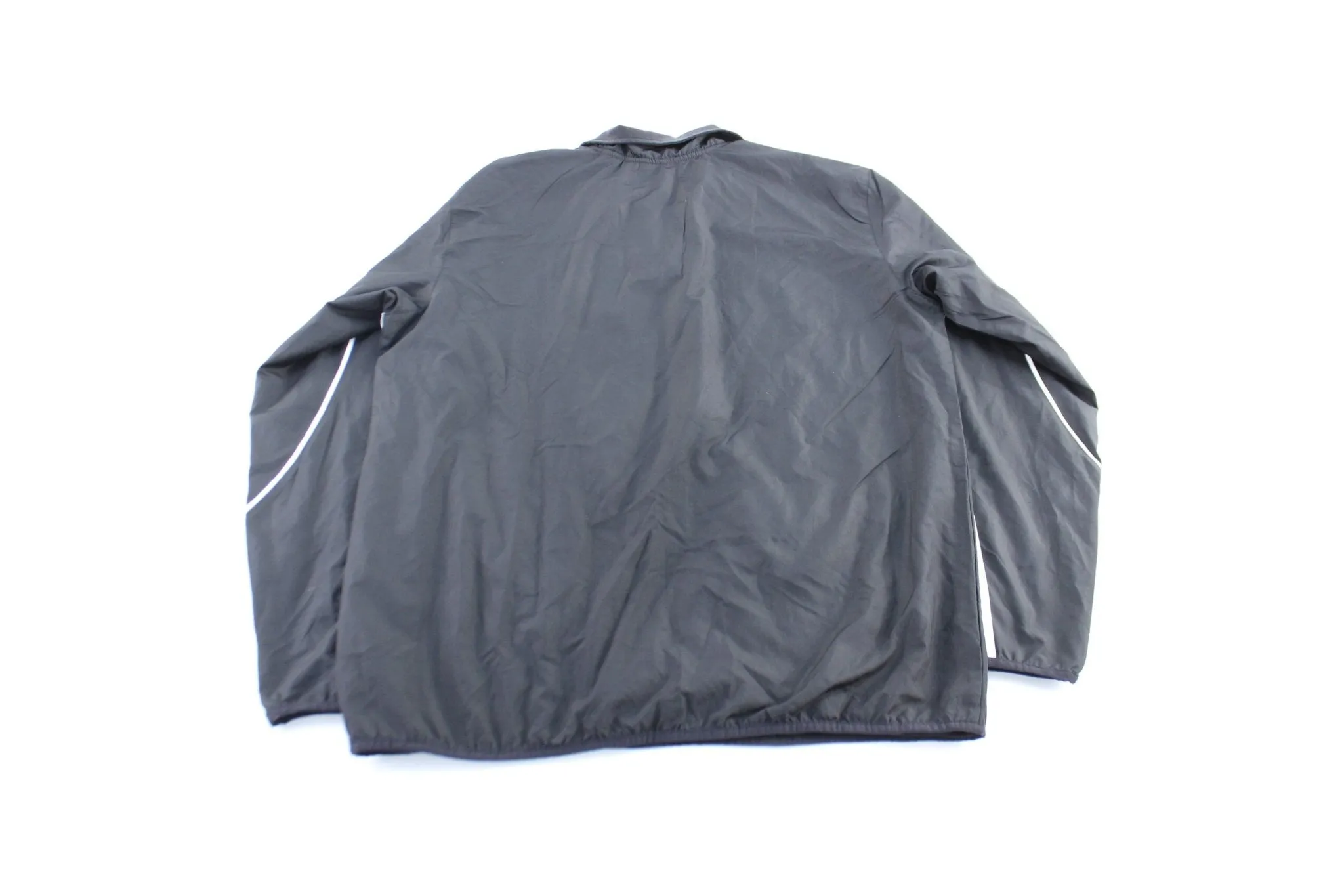Adidas Embroidered Logo Black & White Striped Windbreaker Pullover