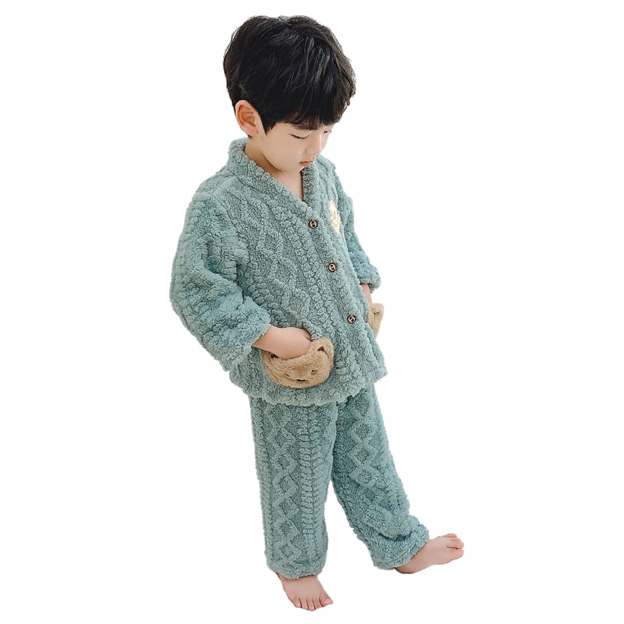 Babymoon Set of 3 | Baby Sleepwear Nightsuit with Scraf Kid’s Winter Nightdress Pajamas Winter Sweater | Green