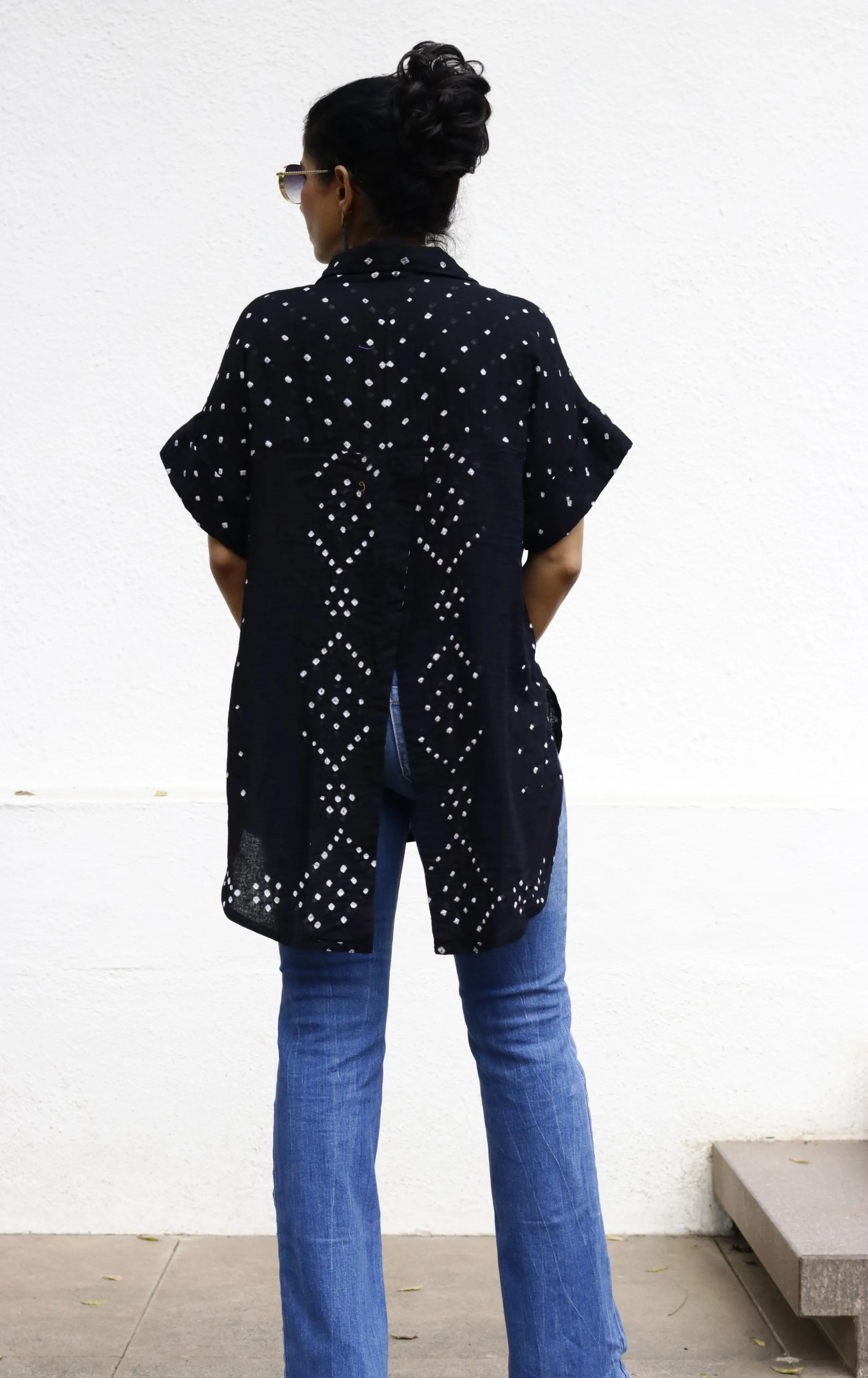 Bandhani 'Black Beauty' Cotton Shirt : Buy Bandhani Black Cotton Shirt