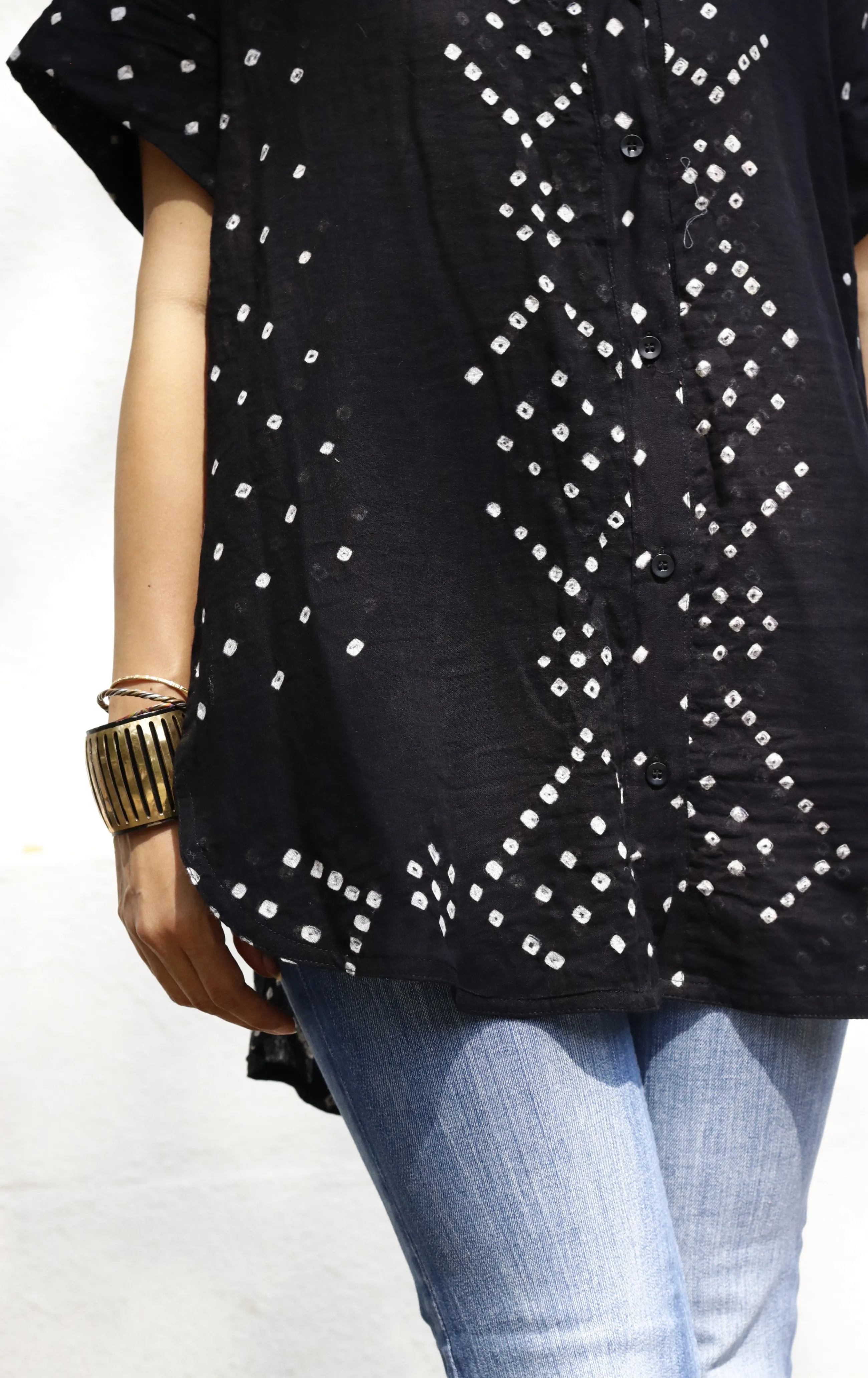 Bandhani 'Black Beauty' Cotton Shirt : Buy Bandhani Black Cotton Shirt