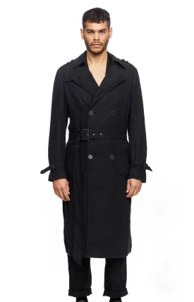 Black Linen Trench Coat