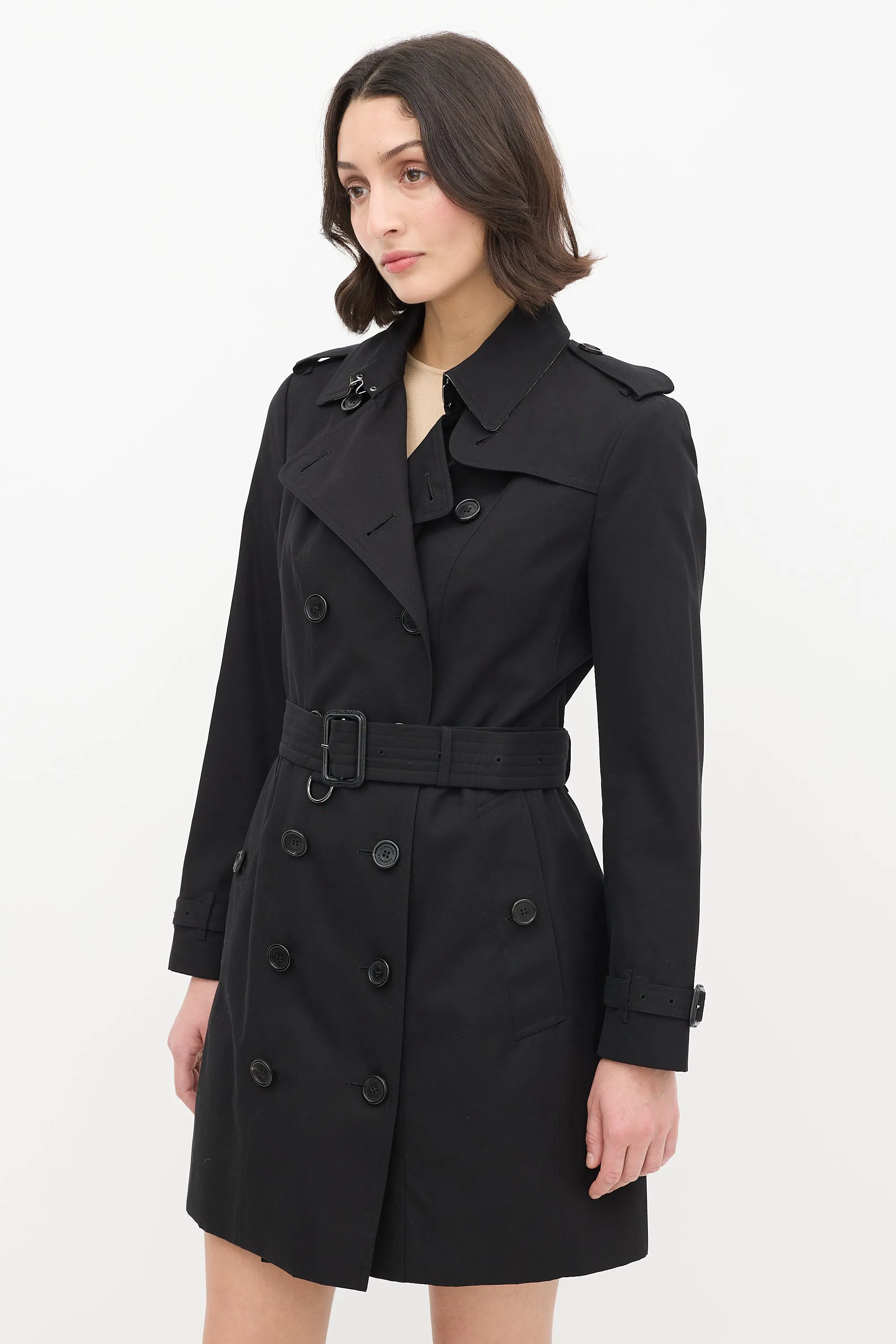 Black Medium The Sandringham Belted Trench Coat