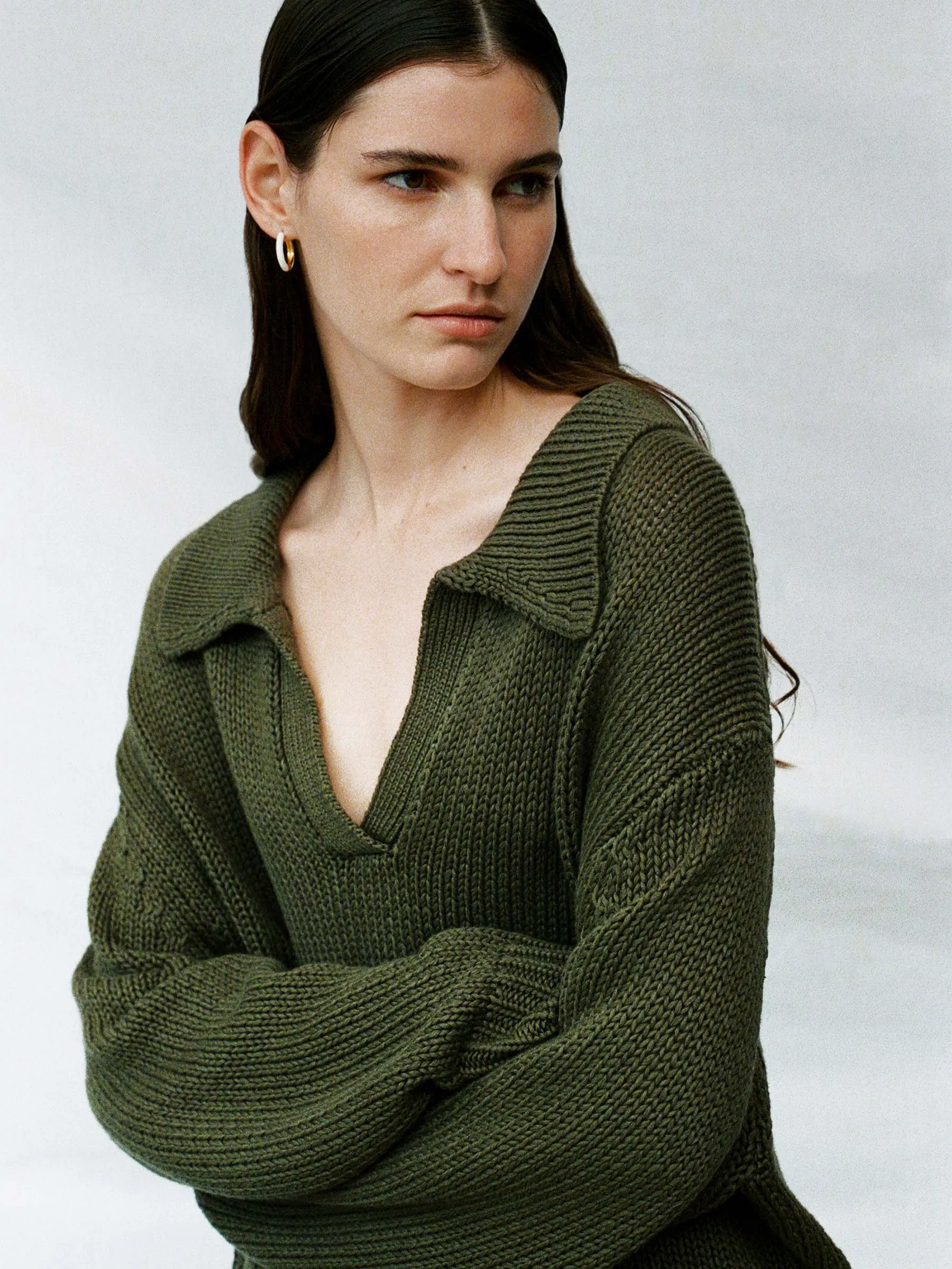 boxy cotton polo knit