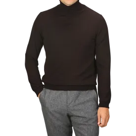 Brown Extra Fine Merino Roll Neck