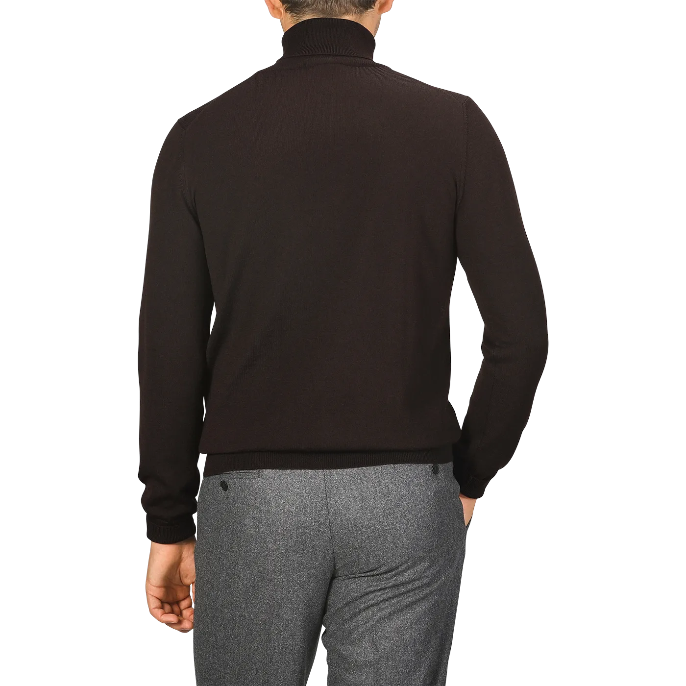 Brown Extra Fine Merino Roll Neck