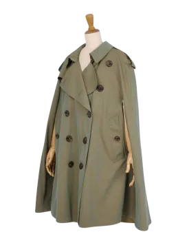 Burberry Olive Cotton Trench Coat Cape Poncho