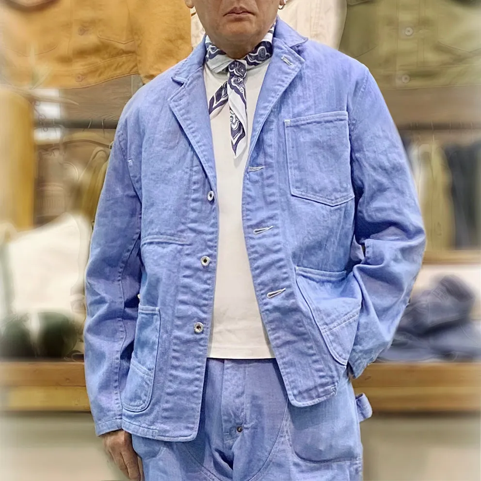 BZEN M.3081 LEWIS-UK13 REGULAR FIT 4 POCKET DENIM BLAZER-12OZ-E0 LIGHT BLUE