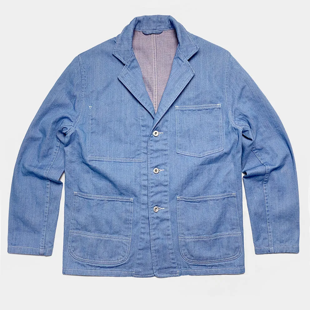 BZEN M.3081 LEWIS-UK13 REGULAR FIT 4 POCKET DENIM BLAZER-12OZ-E0 LIGHT BLUE