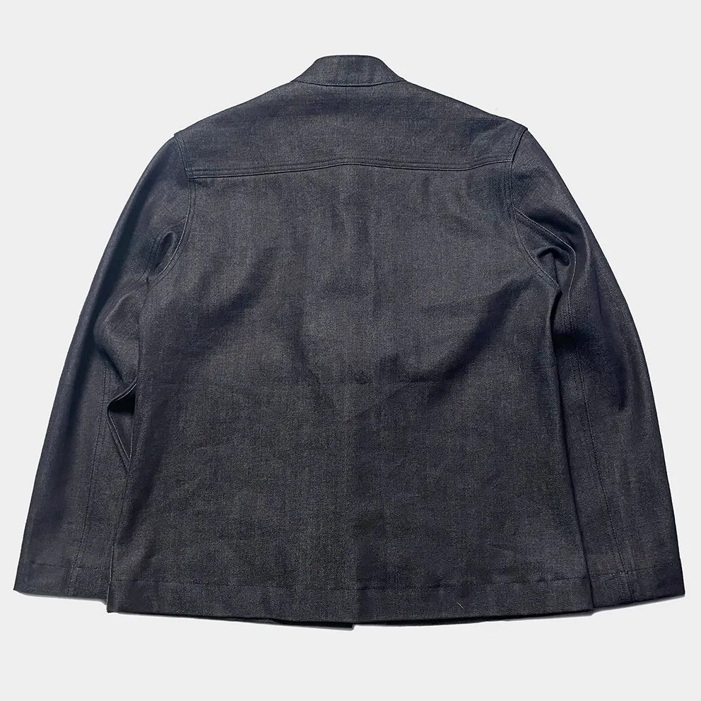BZEN M.3098R TANG REGULAR FIT CHINESE SHIRT JACKET IN INDIGO SELVEDGE DENIM-12OZ-HRH INDIGO