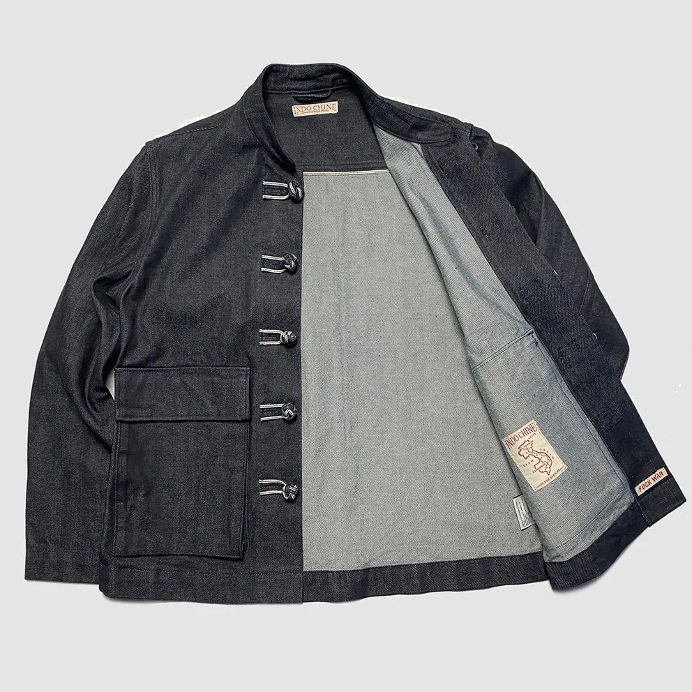BZEN M.3098R TANG REGULAR FIT CHINESE SHIRT JACKET IN INDIGO SELVEDGE DENIM-12OZ-HRH INDIGO