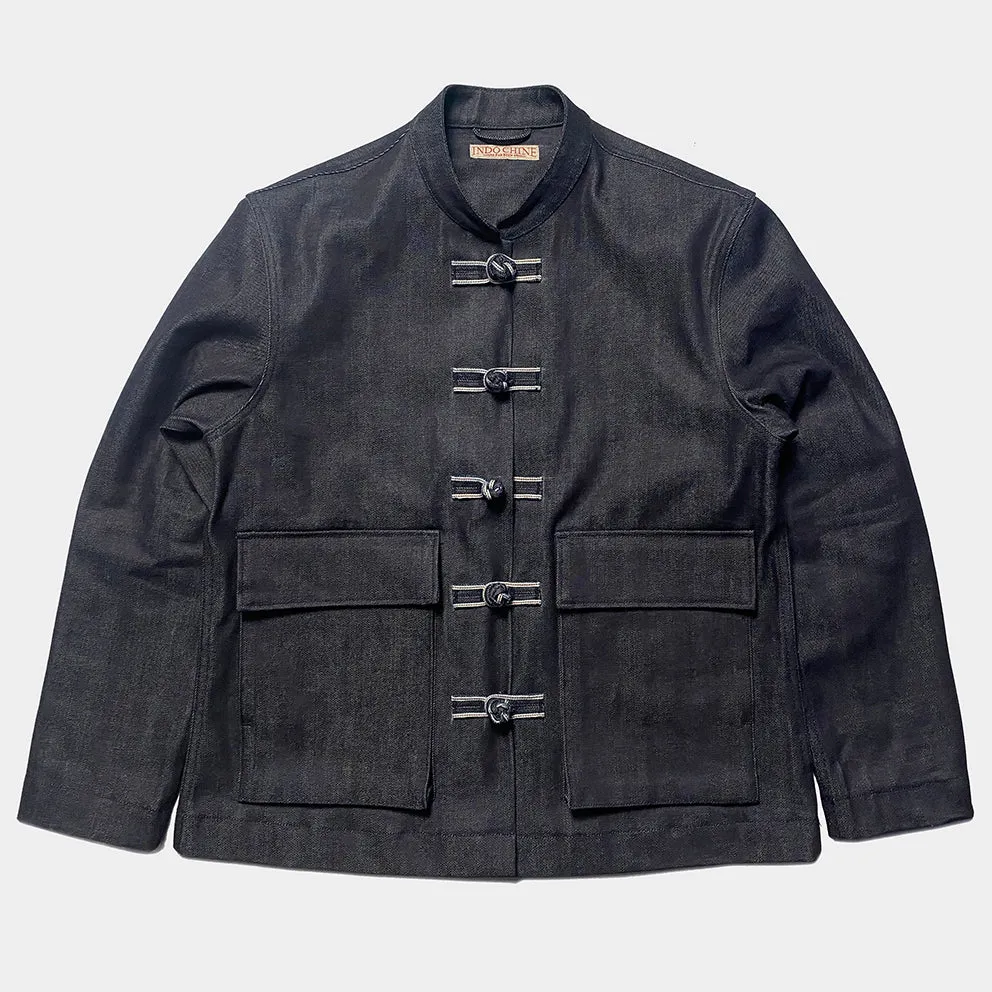 BZEN M.3098R TANG REGULAR FIT CHINESE SHIRT JACKET IN INDIGO SELVEDGE DENIM-12OZ-HRH INDIGO