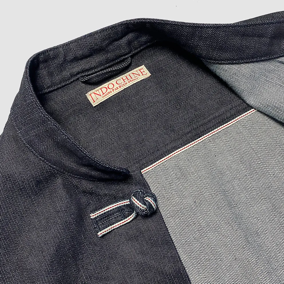 BZEN M.3098R TANG REGULAR FIT CHINESE SHIRT JACKET IN INDIGO SELVEDGE DENIM-12OZ-HRH INDIGO