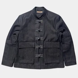 BZEN M.3098R TANG REGULAR FIT CHINESE SHIRT JACKET IN INDIGO SELVEDGE DENIM-12OZ-HRH INDIGO