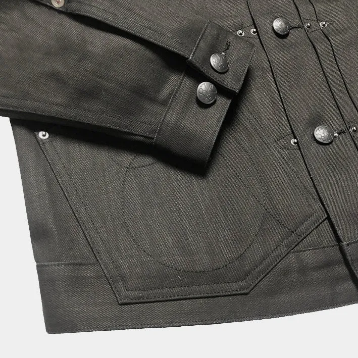 BZEN M.3131-PABLO REGULAR FIT 4 POCKET PLEATED JACKET-12oz-RAW BLACK BLUE
