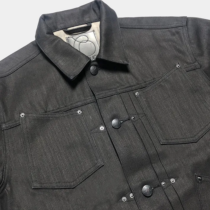 BZEN M.3131-PABLO REGULAR FIT 4 POCKET PLEATED JACKET-12oz-RAW BLACK BLUE