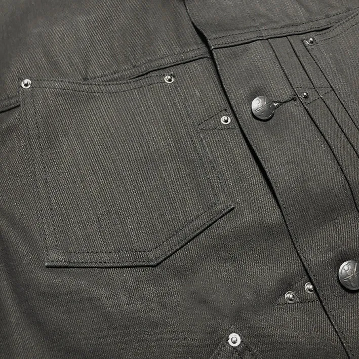 BZEN M.3131-PABLO REGULAR FIT 4 POCKET PLEATED JACKET-12oz-RAW BLACK BLUE