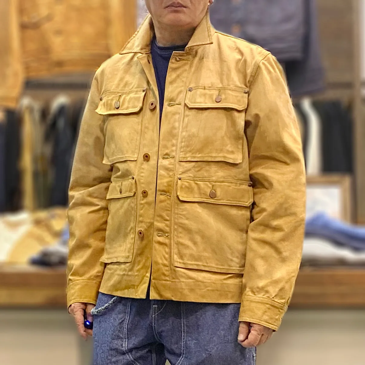 BZEN M.3323 BUBBA REGULAR FIT VEGGIE DYED CANVAS WORK JACKET-11OZ-E0 KALAHARI