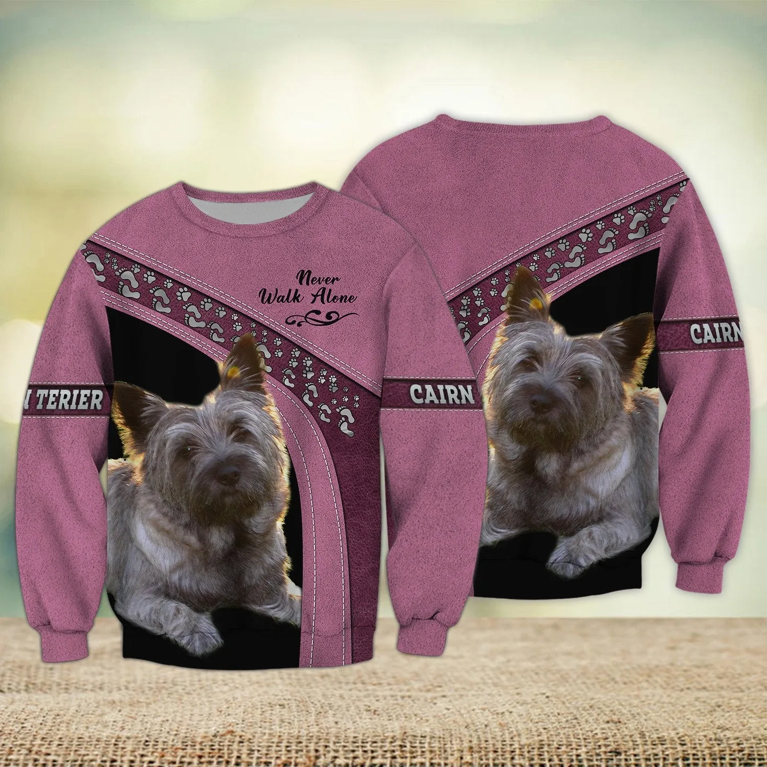 Cairn Terrier Love Multicolor Option Never Walk Alone 3D Full Print Sweatshirt Christmas