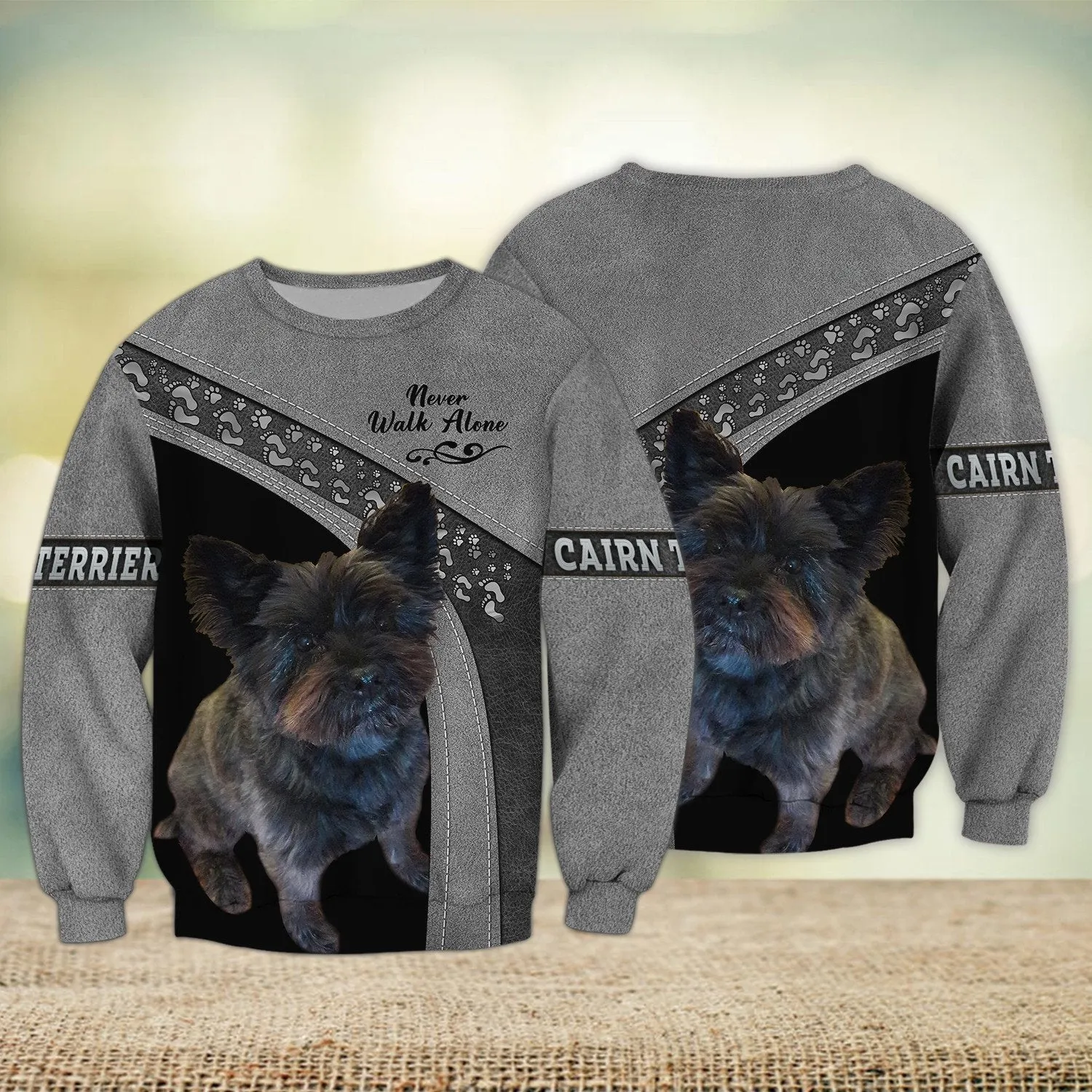 Cairn Terrier Love Multicolor Option Never Walk Alone 3D Full Print Sweatshirt Christmas