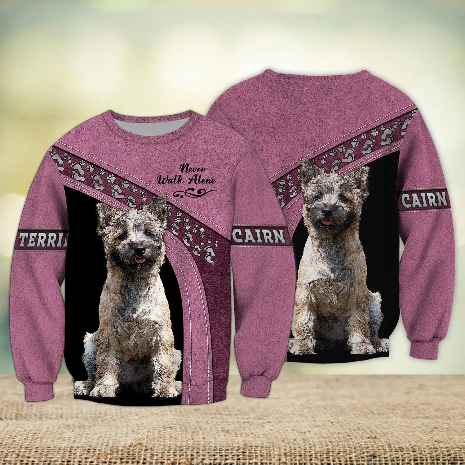 Cairn Terrier Love Multicolor Option Never Walk Alone 3D Full Print Sweatshirt Christmas