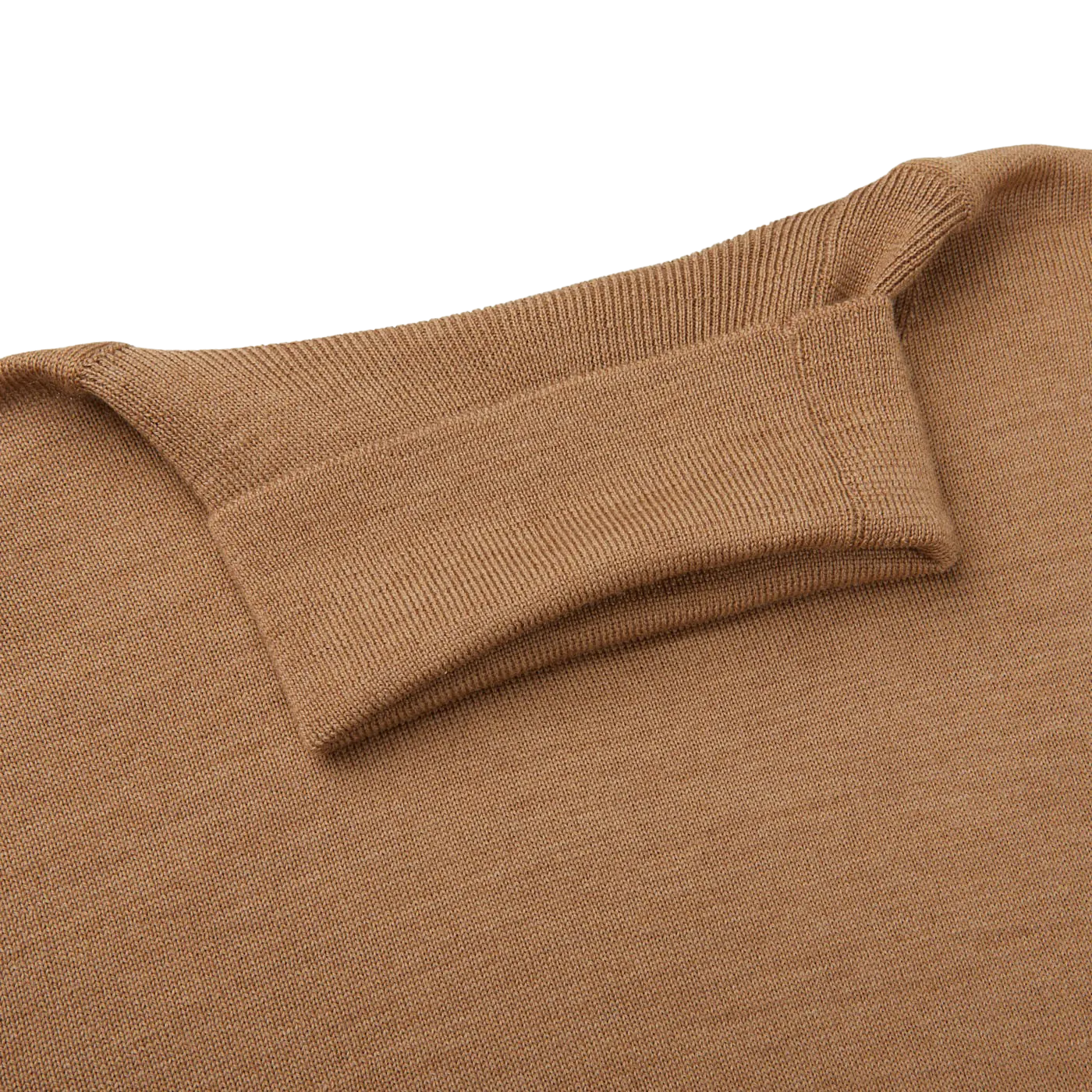 Camel Beige Extra Fine Merino Roll Neck