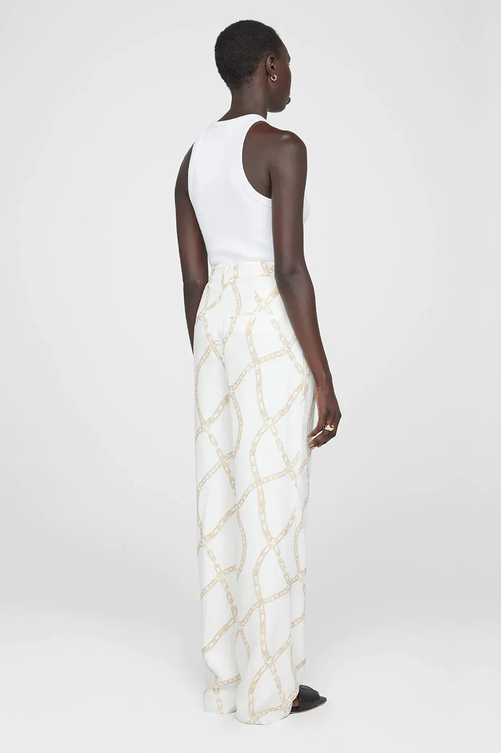 Carrie Pant Cream And Tan Link Print