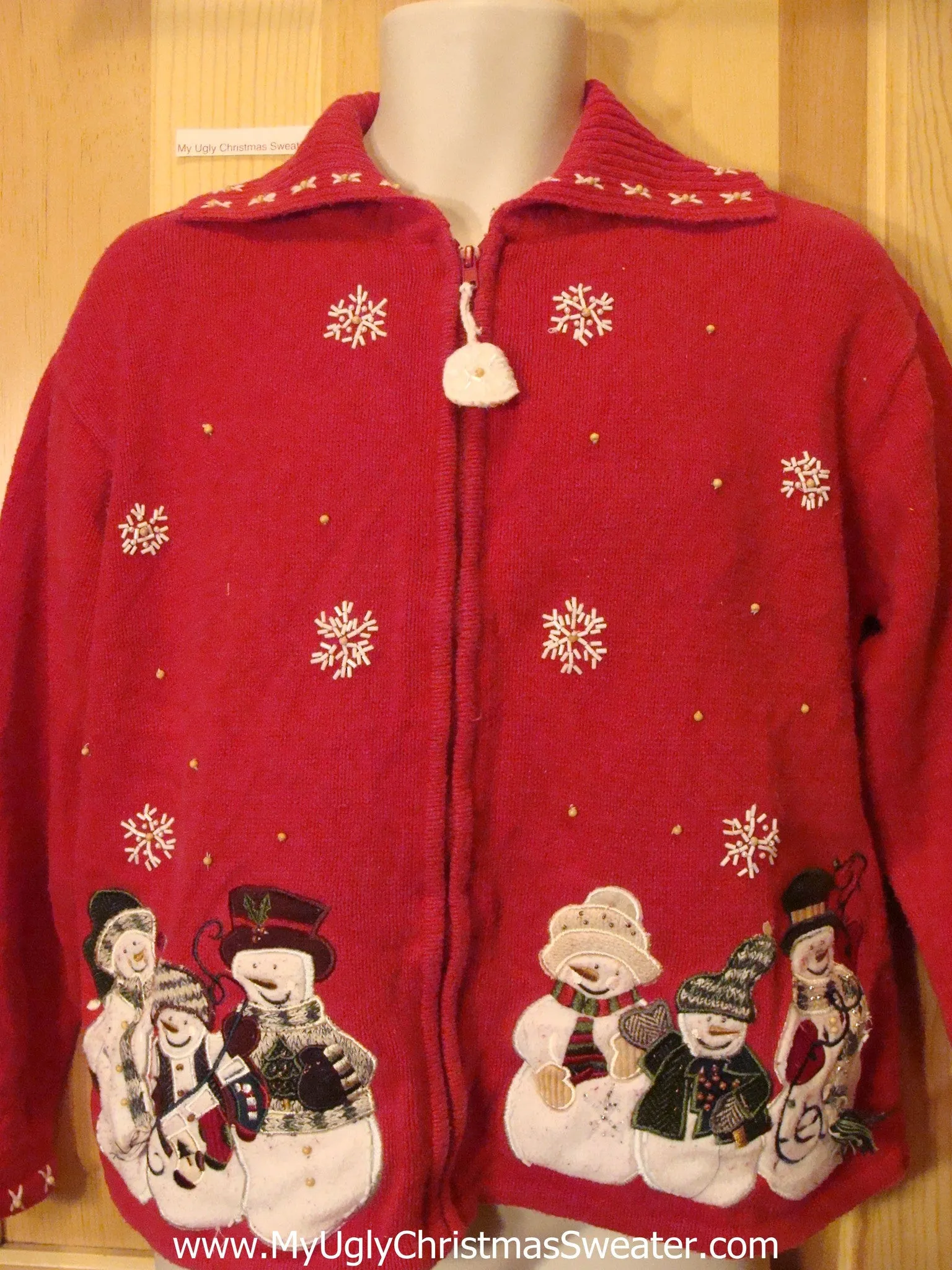 Christmas Sweater Red with Snowmen Families