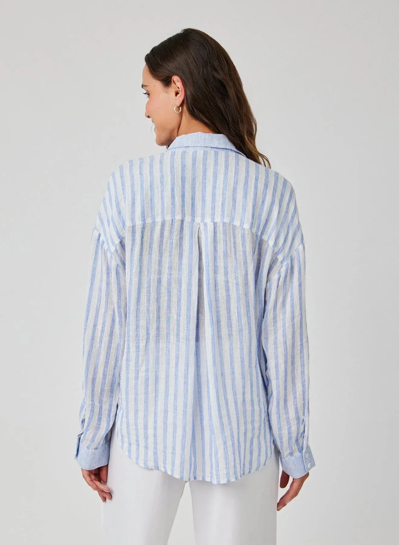 Contrast Pocket BF Shirt - Blue Sky Stripe