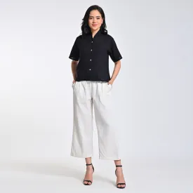 Cotton Solid Co Ord Set For Women | Top & Pant | Half Sleeves | Black & Cream