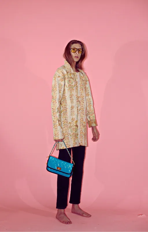 Couture Jacquard Upcycled Long Coat