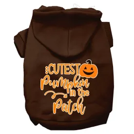 Cutest Pumpkin In The Patch Screen Print Dog Hoodie Brown M