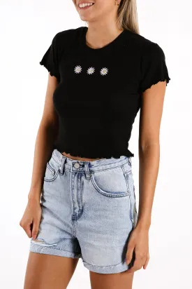 Daisy Days Tee Black