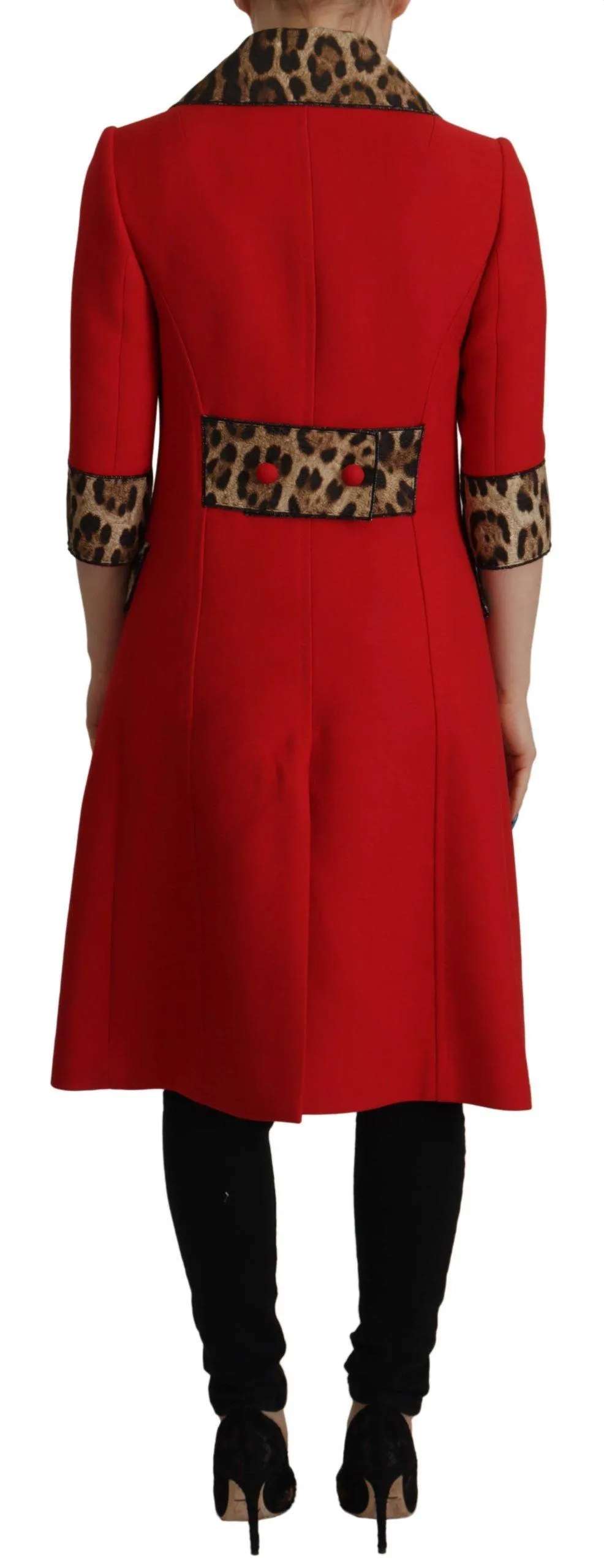 Dolce & Gabbana Red Leopard Detail Wool Jacket
