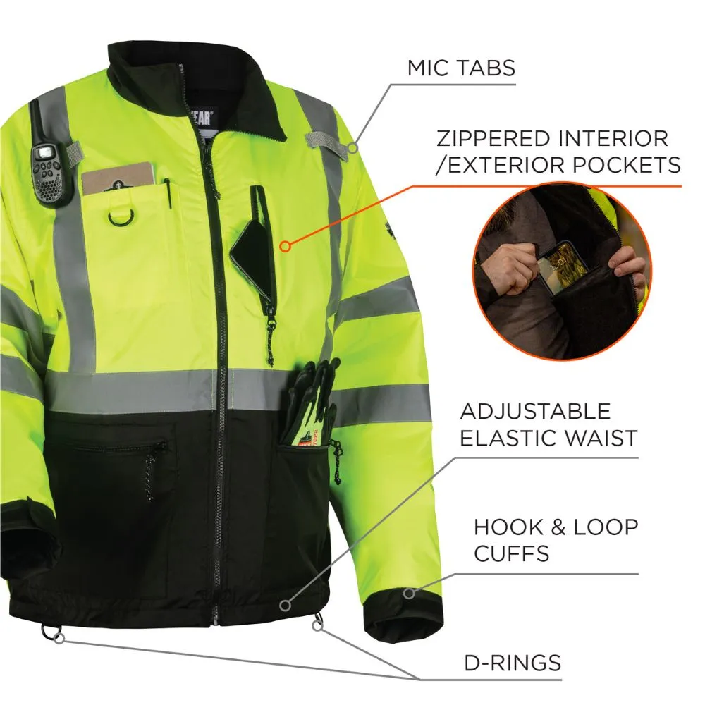 Ergodyne 23433 #8351 M Orange Hi-Vis Windbreaker Water-Resistant Jacket