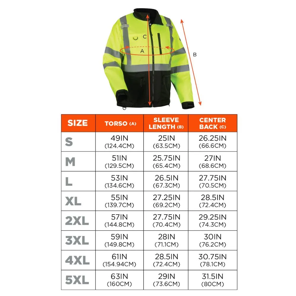 Ergodyne 23433 #8351 M Orange Hi-Vis Windbreaker Water-Resistant Jacket