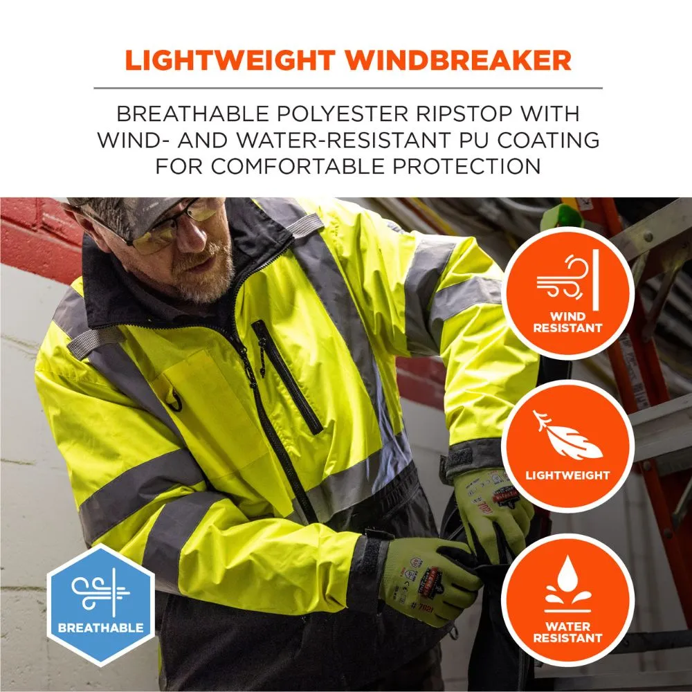 Ergodyne 23433 #8351 M Orange Hi-Vis Windbreaker Water-Resistant Jacket
