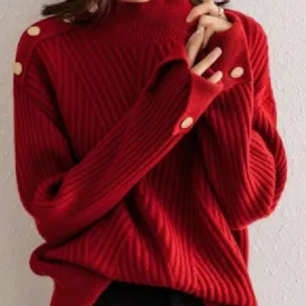 Fashion Half Turtleneck Design Cuff Sweater