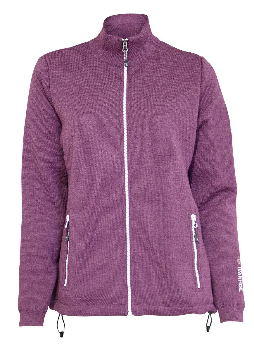 FLISAN FULL ZIP, EXTRA FINE MERINOULL  — PURPLE