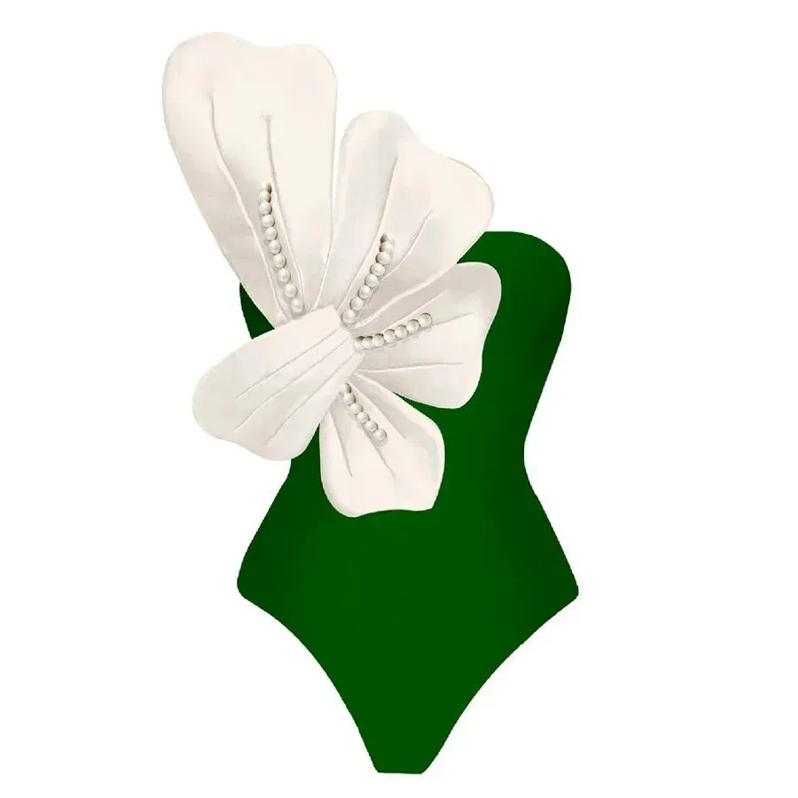 Flower One Piece Monokini Swimsuit With Cover Up