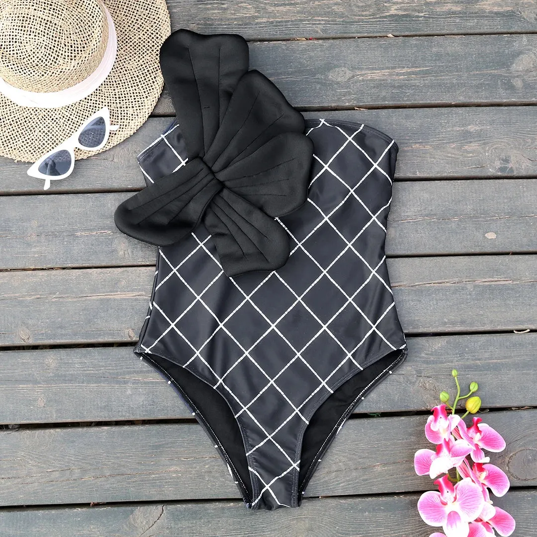 Flower One Piece Monokini Swimsuit With Cover Up