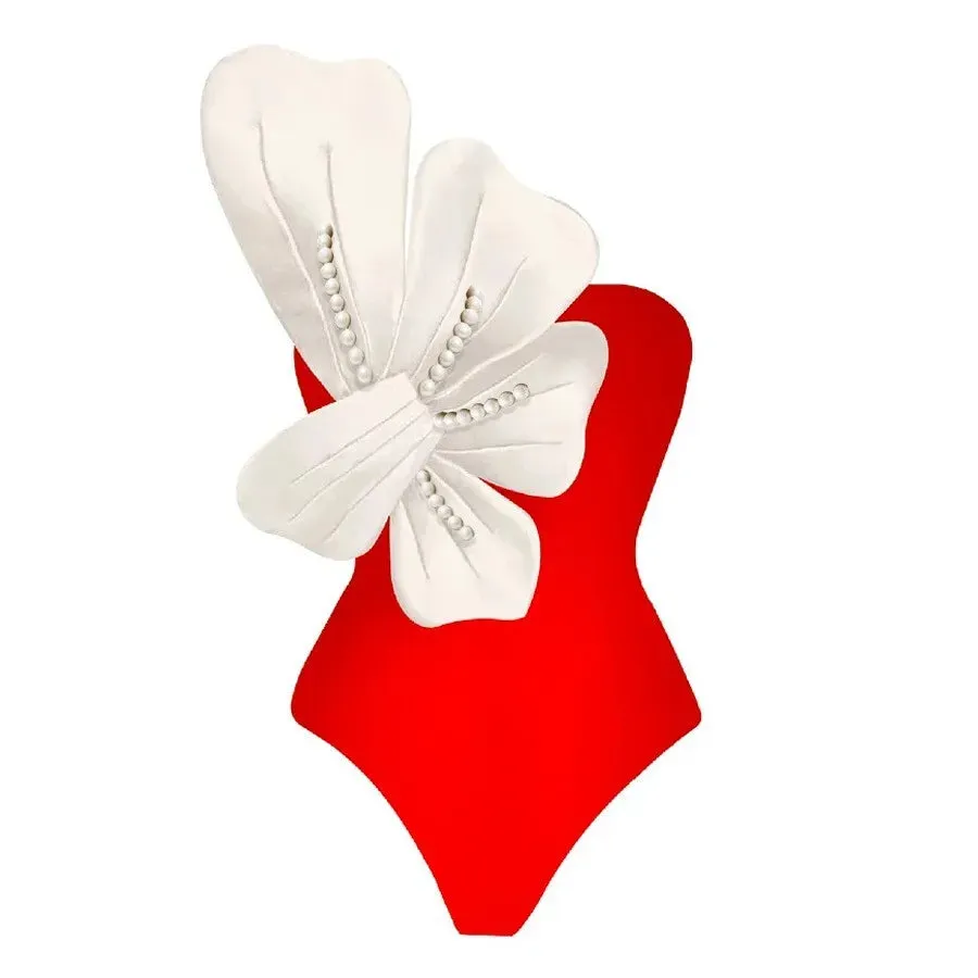 Flower One Piece Monokini Swimsuit With Cover Up
