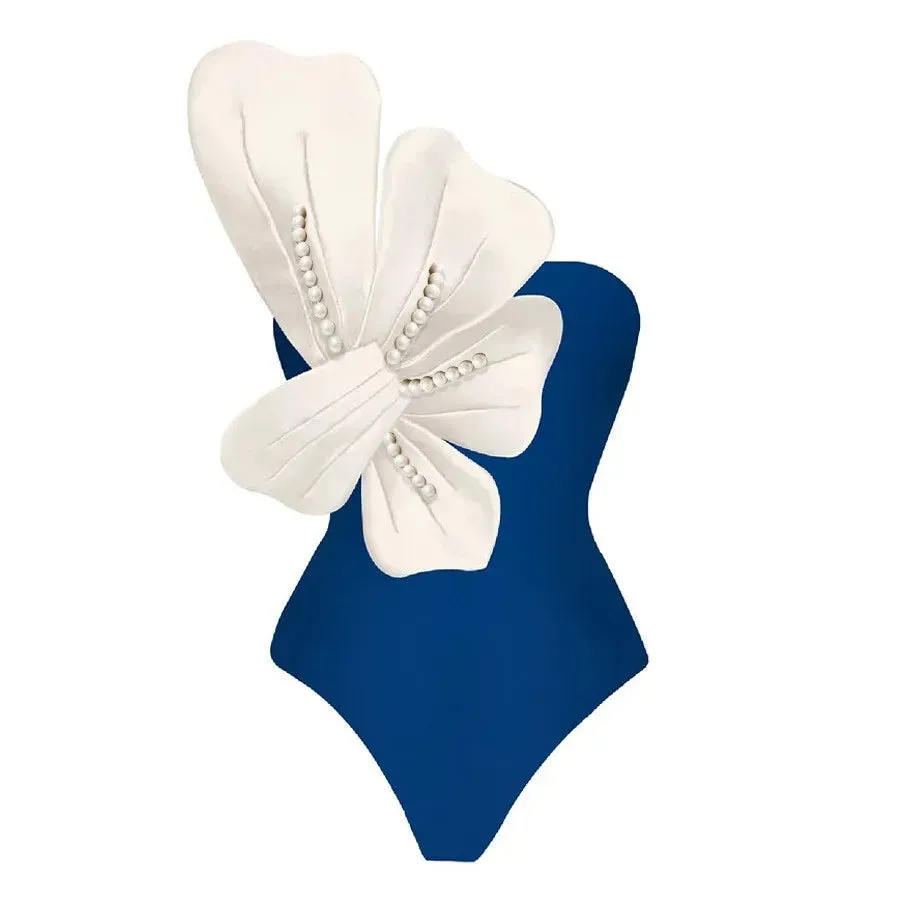 Flower One Piece Monokini Swimsuit With Cover Up