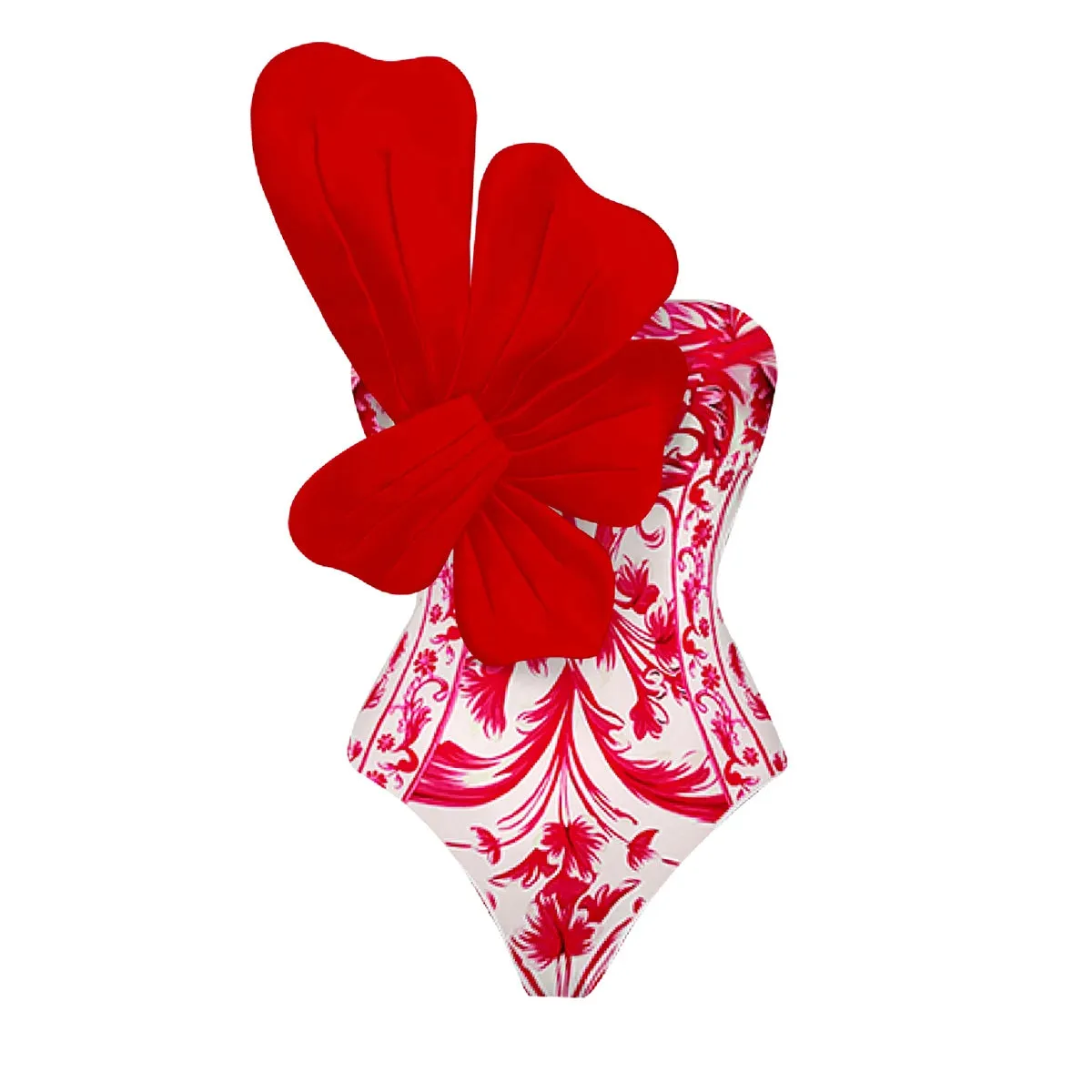 Flower One Piece Monokini Swimsuit With Cover Up