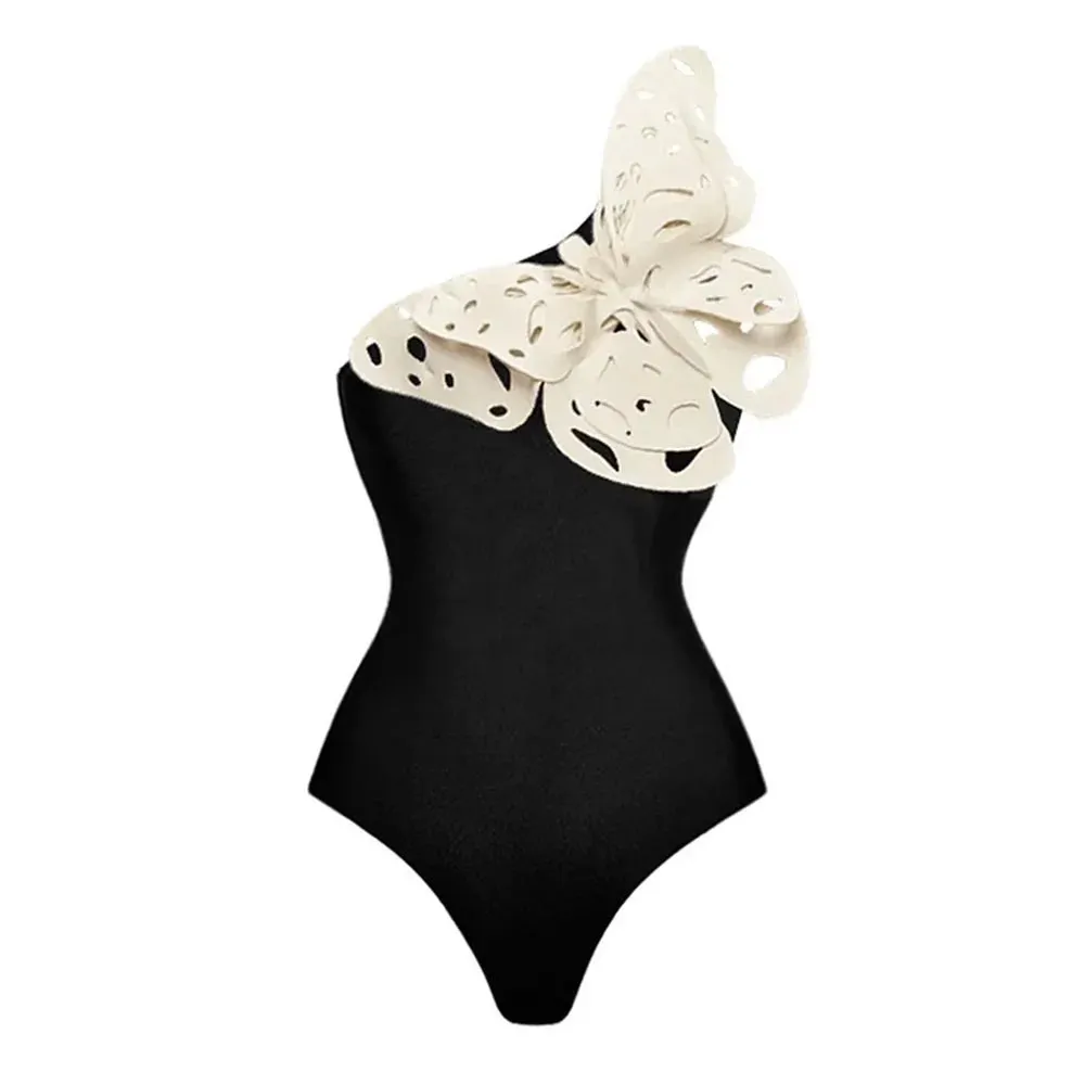 Flower One Piece Monokini Swimsuit With Cover Up