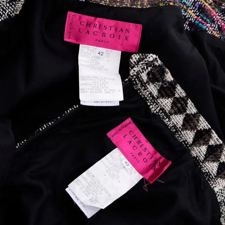 F/W 1996 Christian Lacroix Colorful Mixed Plaid Skirt & Jacket Suit