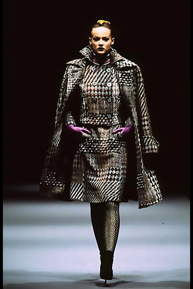 F/W 1996 Christian Lacroix Colorful Mixed Plaid Skirt & Jacket Suit