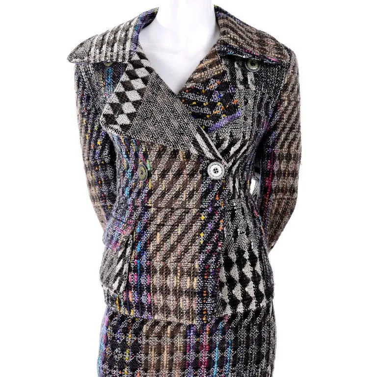 F/W 1996 Christian Lacroix Colorful Mixed Plaid Skirt & Jacket Suit