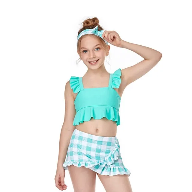 Girl Floral Ruffle Two Pieces Swimwear